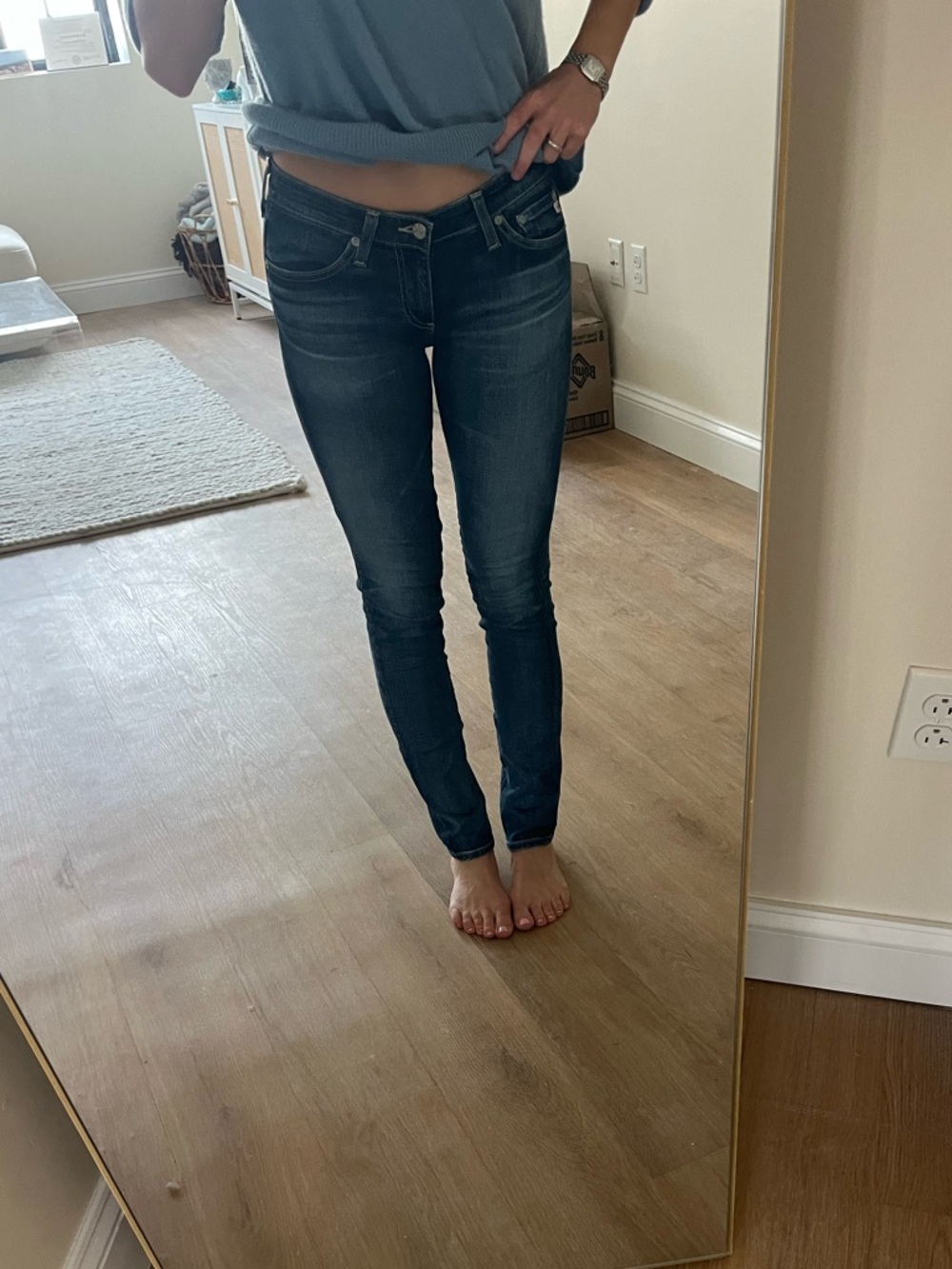 Ag Adriano Goldschmied Slim Skinny Jeans in Dark Blue Wash